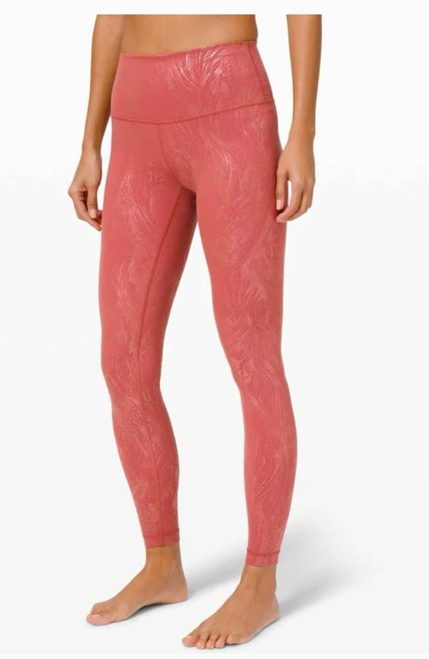 Lululemon Wunder Under High Rise Tight Shine Soft Cranberry Pink Foil Size 6